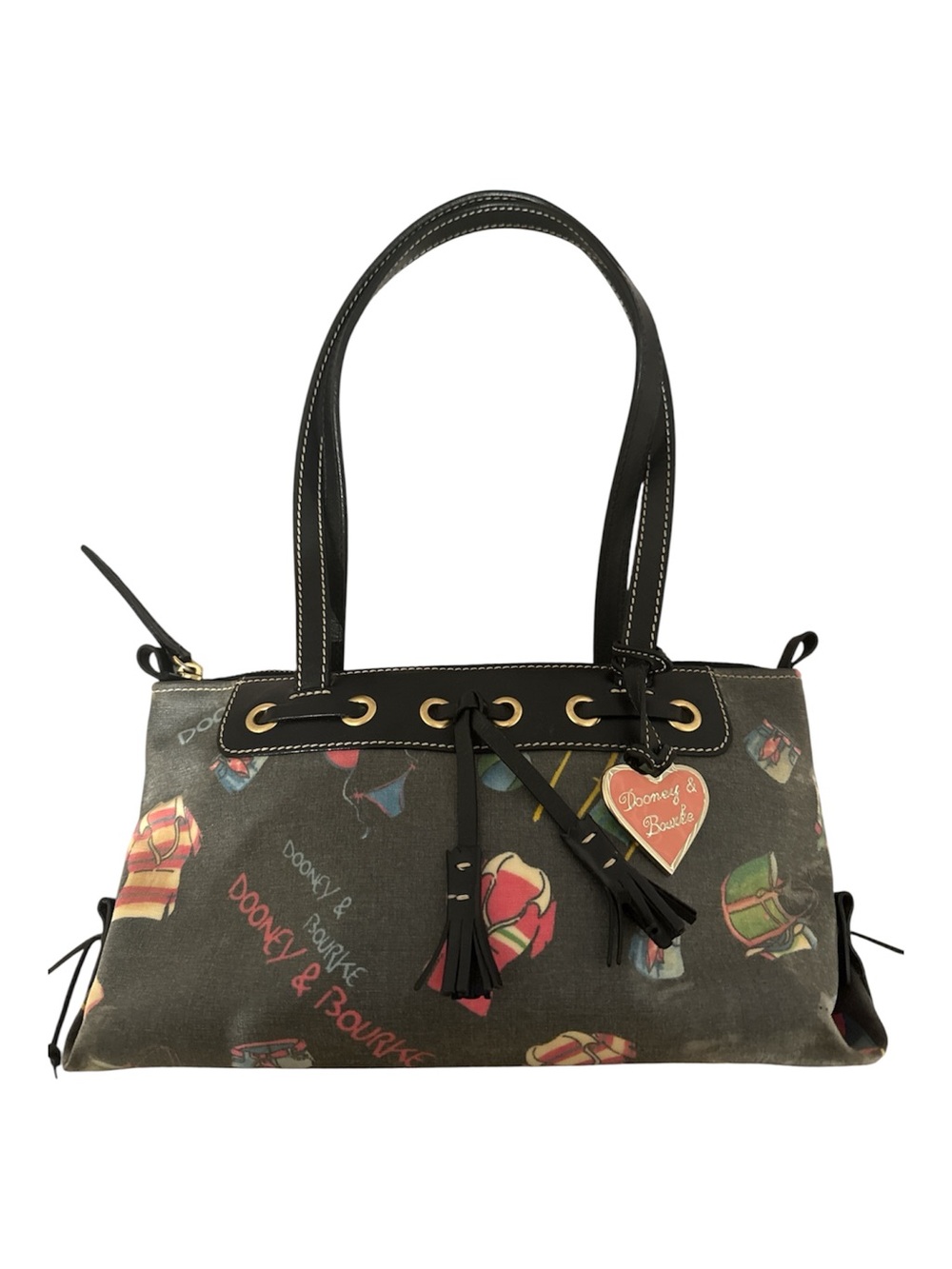 Vintage Y2K Dooney & Bourke Beach Resort Novelty Print Drawstring Bag